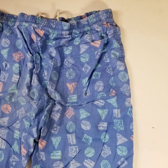 Vintage swim shorts permit large blue Cotton 90's print sku3134 - Picture 9 of 12